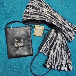 Cute Kitty Cat Set - Purse, Scarf and Earrings